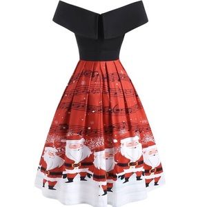 Christmas pinup retro Santa dress off shoulder swing new 🎄 ❤️🎄❤️🎄
